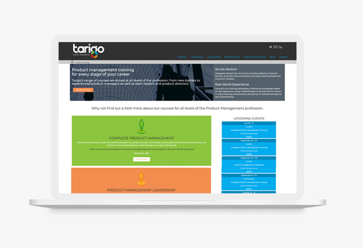 Tarigo Desktop view