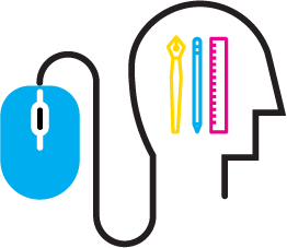 Graphic Design motif showing mouse cable turning into a head