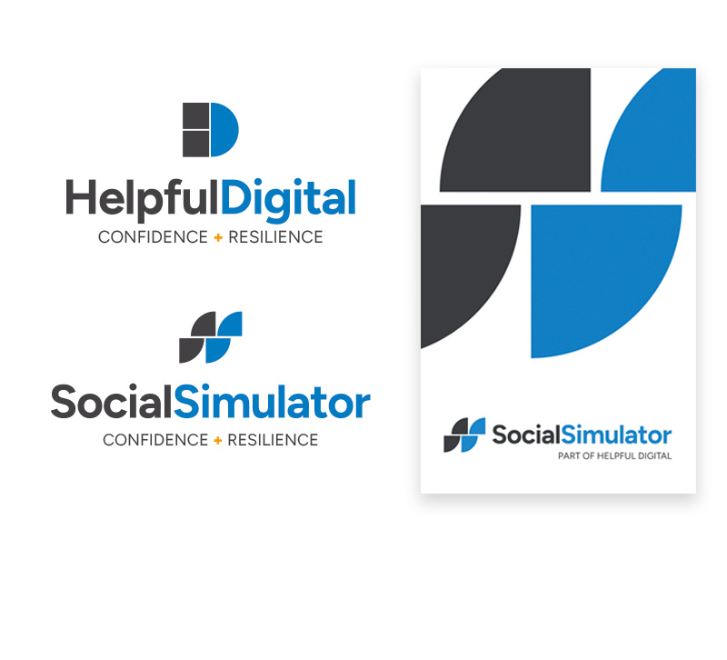 Logo and printed collateral from the Helpful Digital brand refresh