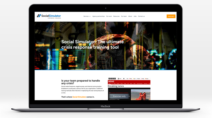 Brand driven website design showing home page in a laptop